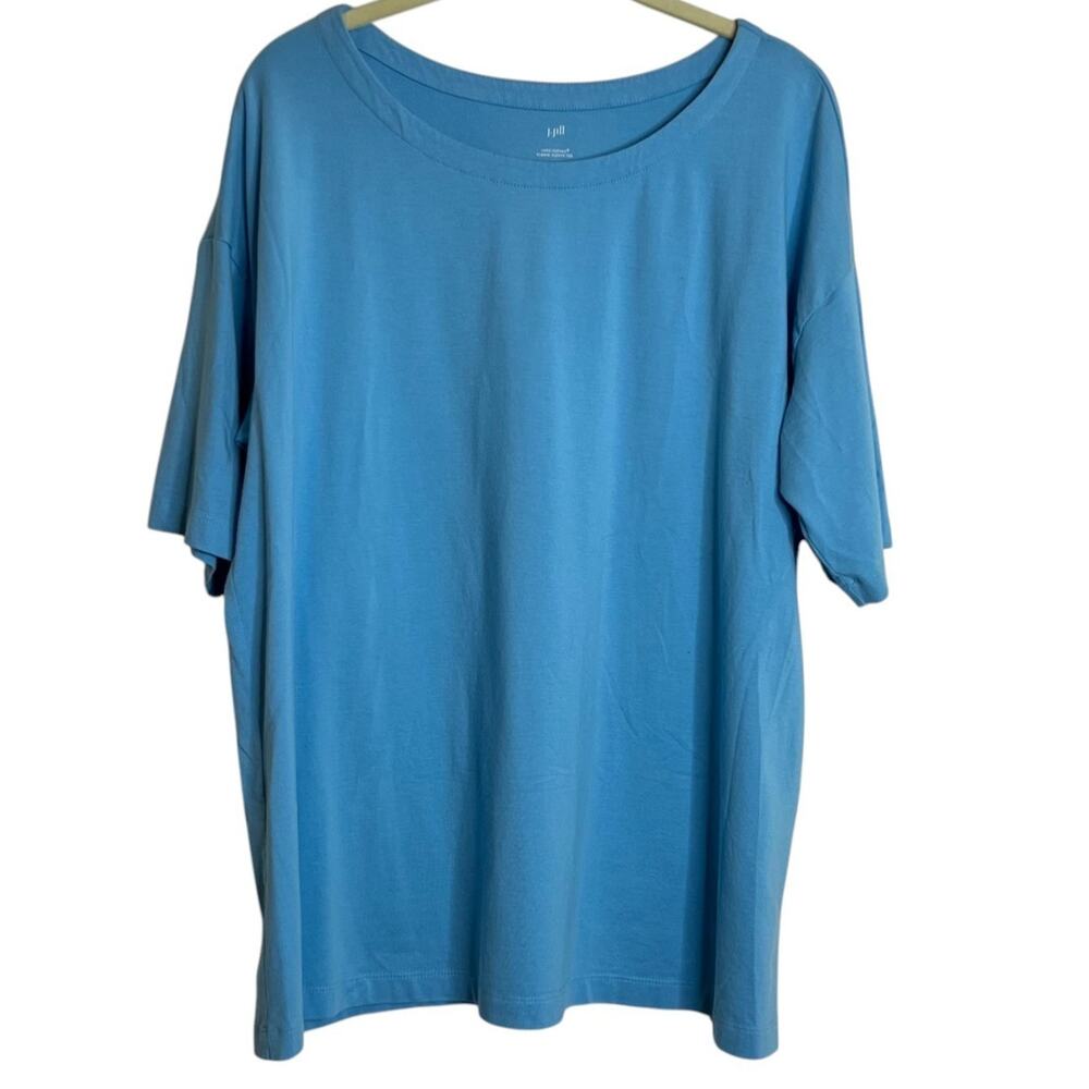 J Jill Womens Elbow Sleeve Tee XL Blue Supima Cotton Modal Knit - Picture 2 of 6
